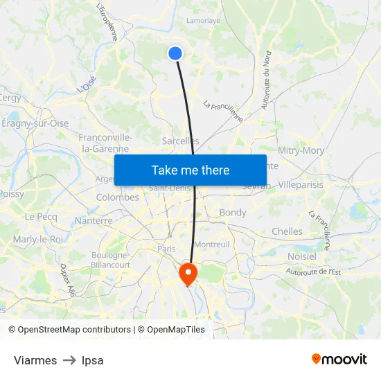 Viarmes to Ipsa map