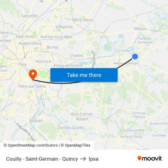 Couilly - Saint-Germain - Quincy to Ipsa map