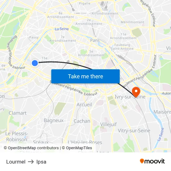 Lourmel to Ipsa map