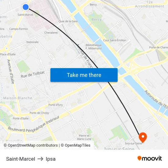 Saint-Marcel to Ipsa map