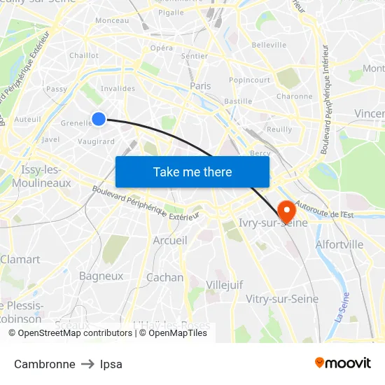 Cambronne to Ipsa map