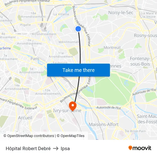 Hôpital Robert Debré to Ipsa map