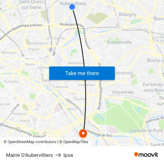 Mairie D'Aubervilliers to Ipsa map