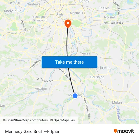 Mennecy Gare Sncf to Ipsa map