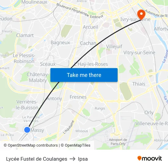 Lycée Fustel de Coulanges to Ipsa map
