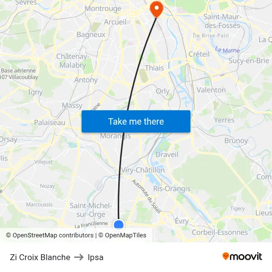 Zi Croix Blanche to Ipsa map