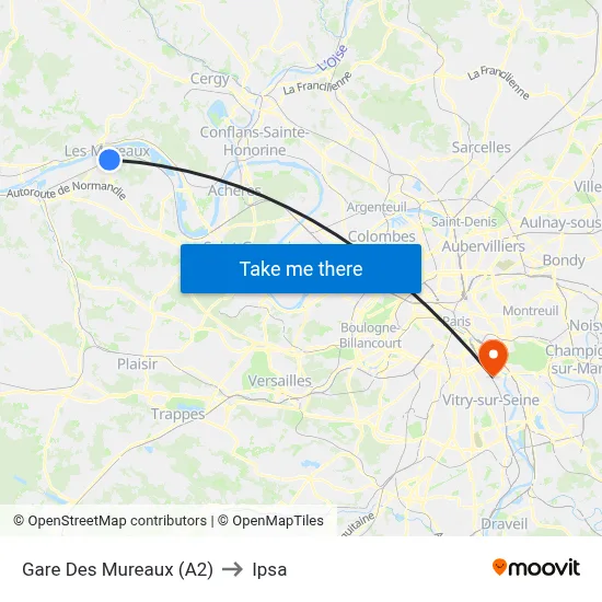 Gare Des Mureaux (A2) to Ipsa map