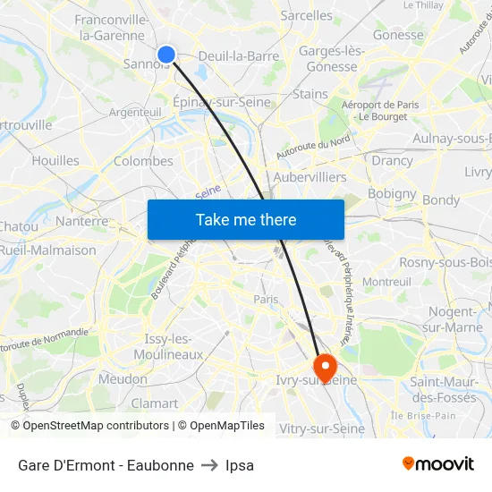 Gare D'Ermont - Eaubonne to Ipsa map