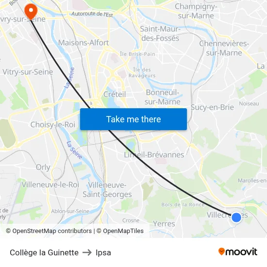 Collège la Guinette to Ipsa map