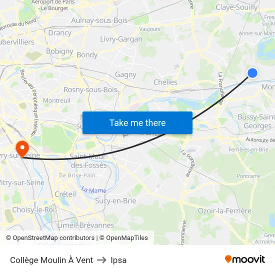 Collège Moulin À Vent to Ipsa map