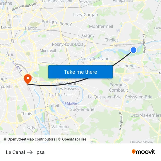 Le Canal to Ipsa map