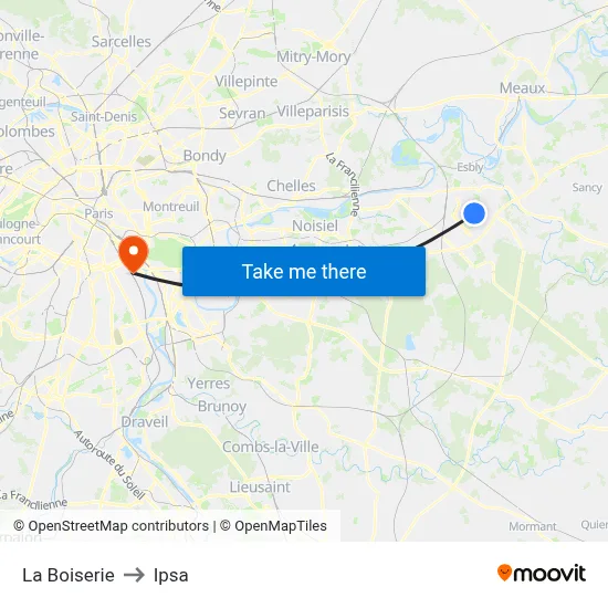 La Boiserie to Ipsa map