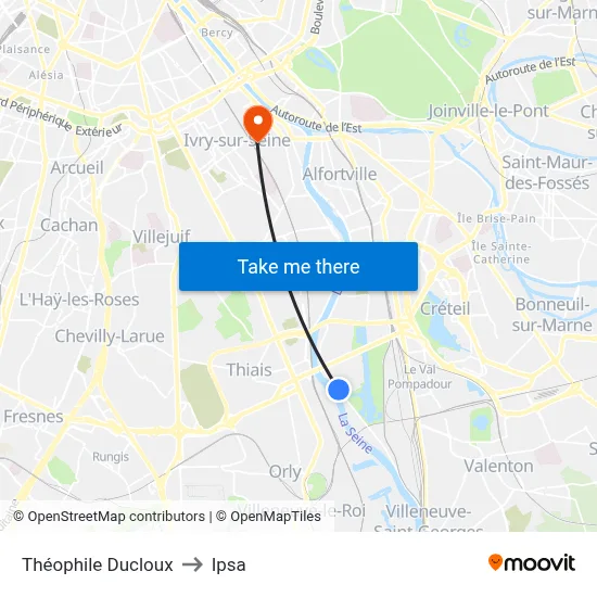 Théophile Ducloux to Ipsa map