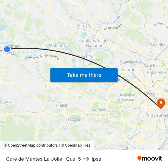 Gare de Mantes-La-Jolie - Quai 5 to Ipsa map
