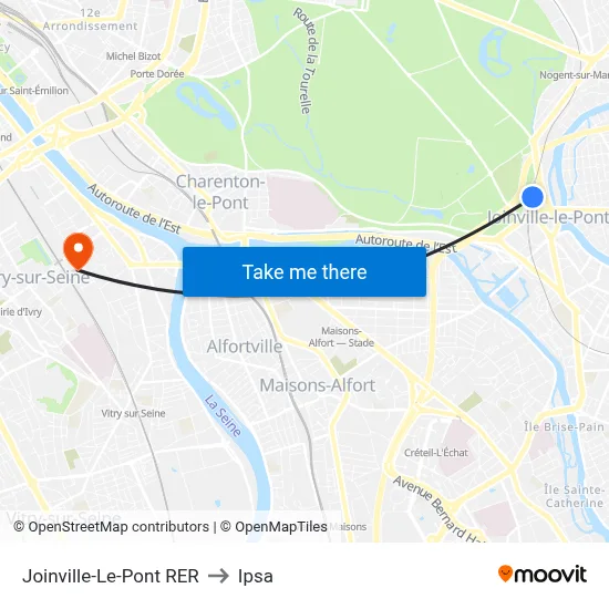 Joinville-Le-Pont RER to Ipsa map