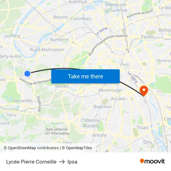 Lycée Pierre Corneille to Ipsa map