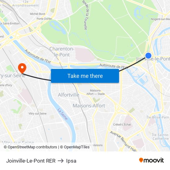 Joinville-Le-Pont RER to Ipsa map