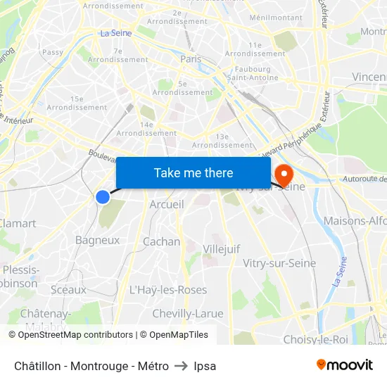 Châtillon - Montrouge - Métro to Ipsa map