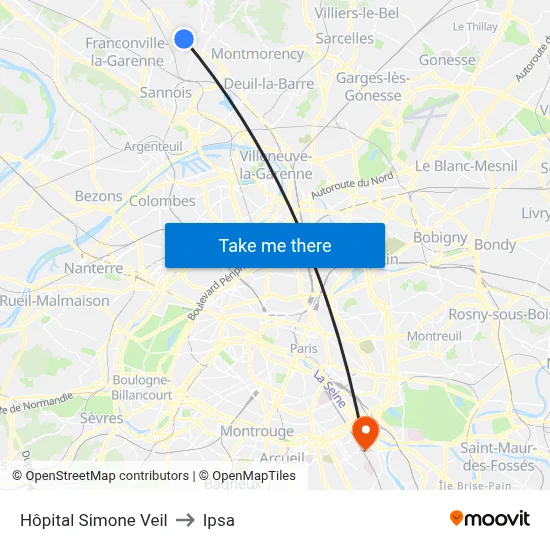 Hôpital Simone Veil to Ipsa map