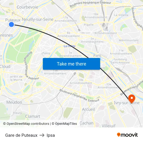 Gare de Puteaux to Ipsa map