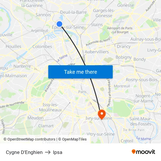 Cygne D'Enghien to Ipsa map