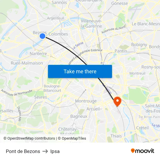 Pont de Bezons to Ipsa map
