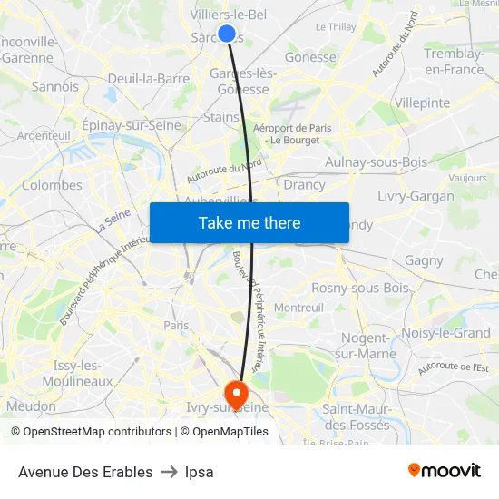 Avenue Des Erables to Ipsa map