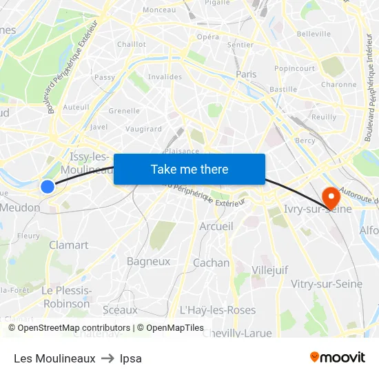 Les Moulineaux to Ipsa map