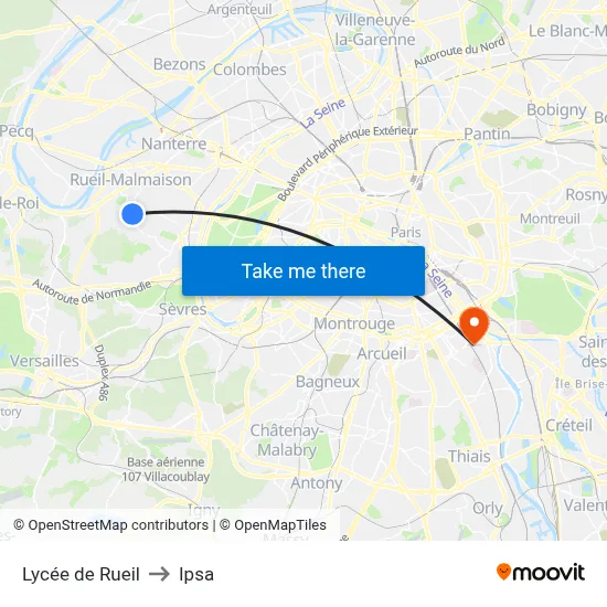 Lycée de Rueil to Ipsa map