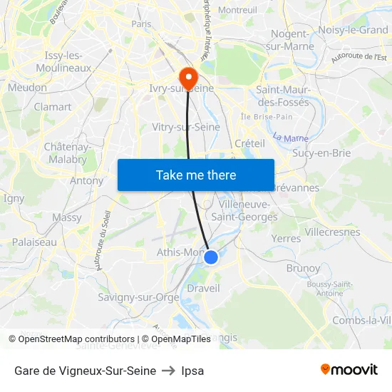 Gare de Vigneux-Sur-Seine to Ipsa map