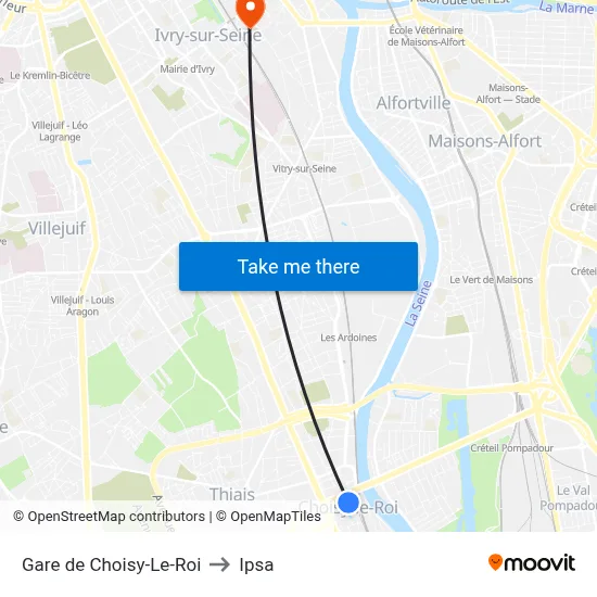 Gare de Choisy-Le-Roi to Ipsa map