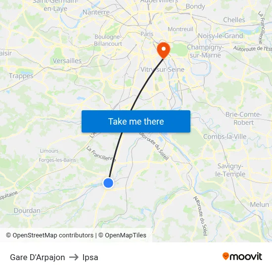 Gare D'Arpajon to Ipsa map