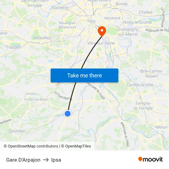 Gare D'Arpajon to Ipsa map