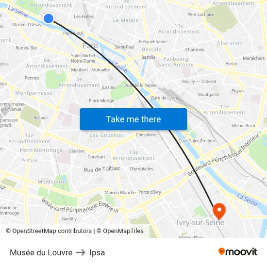 Musée du Louvre to Ipsa map