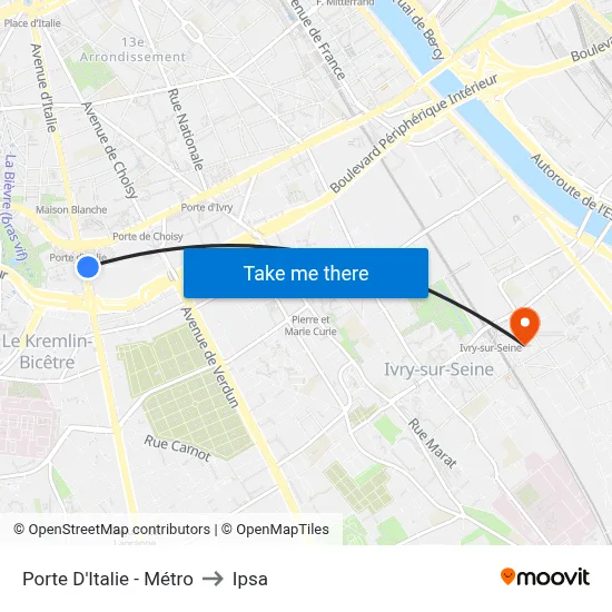 Porte D'Italie - Métro to Ipsa map