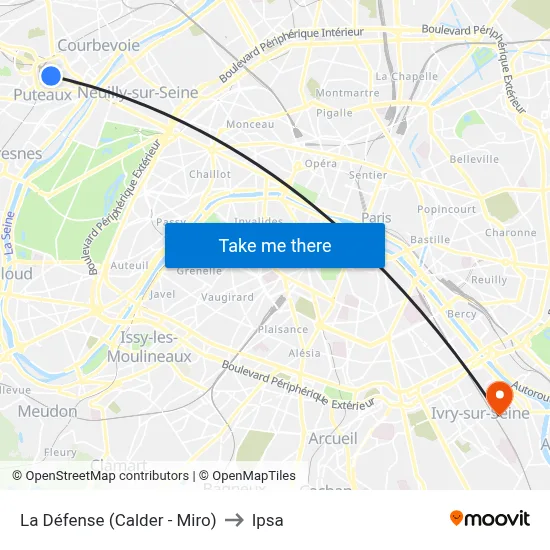 La Défense (Calder - Miro) to Ipsa map