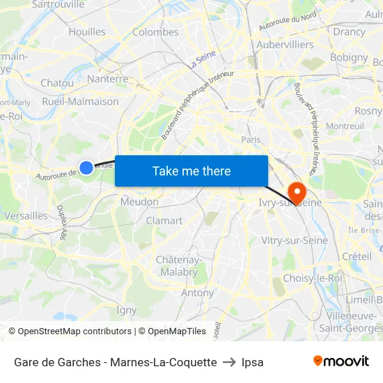Gare de Garches - Marnes-La-Coquette to Ipsa map