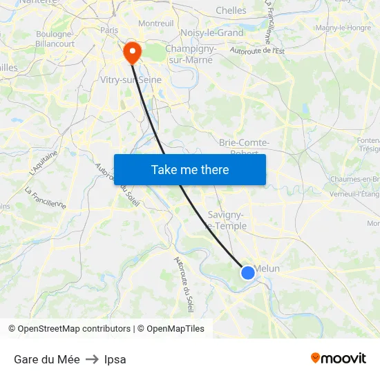 Gare du Mée to Ipsa map
