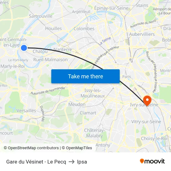 Gare du Vésinet - Le Pecq to Ipsa map
