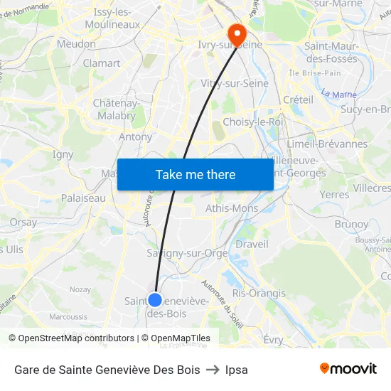 Gare de Sainte Geneviève Des Bois to Ipsa map