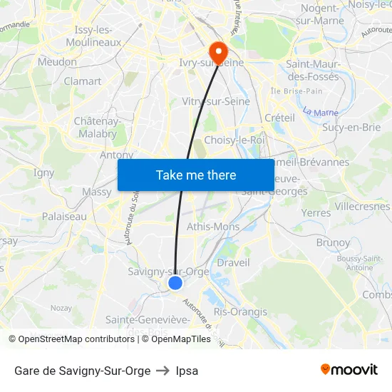 Gare de Savigny-Sur-Orge to Ipsa map