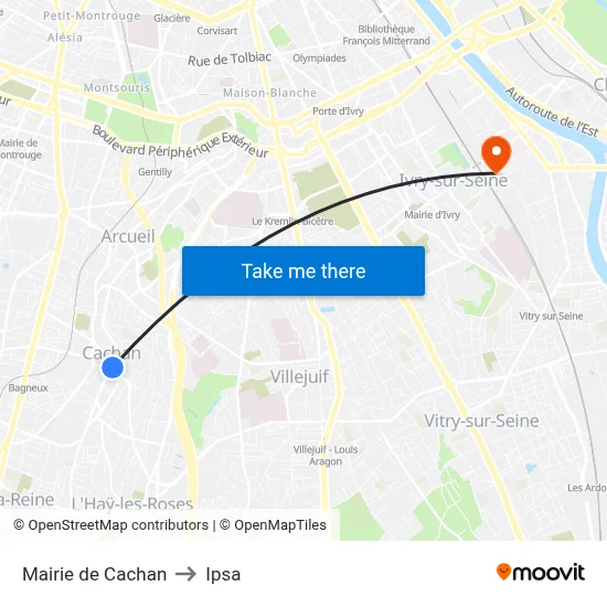 Mairie de Cachan to Ipsa map