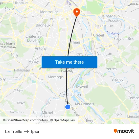 La Treille to Ipsa map