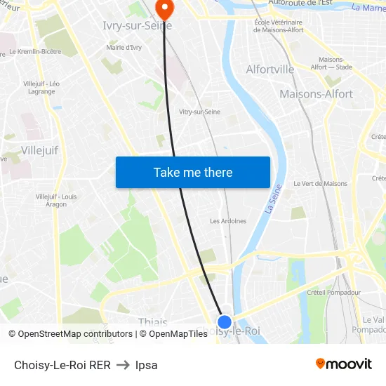 Choisy-Le-Roi RER to Ipsa map