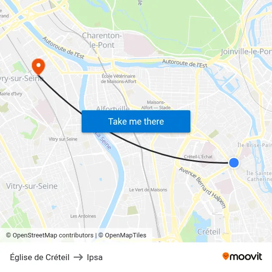 Église de Créteil to Ipsa map
