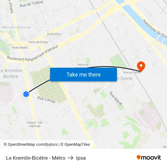 Le Kremlin-Bicêtre - Métro to Ipsa map
