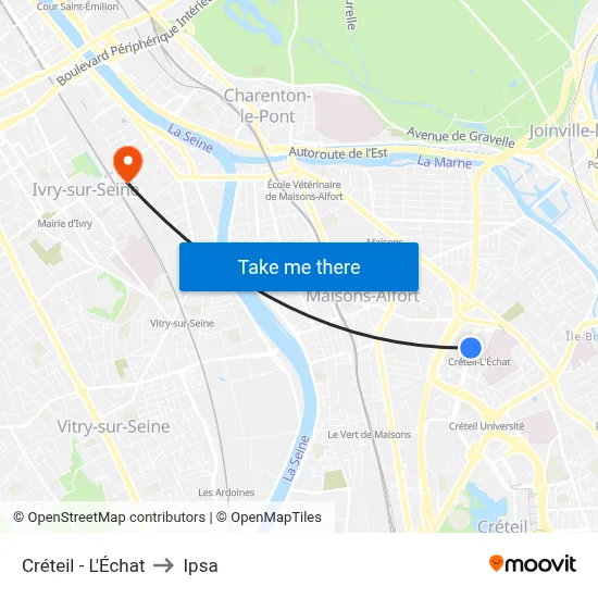 Créteil - L'Échat to Ipsa map