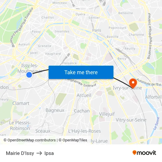 Mairie D'Issy to Ipsa map