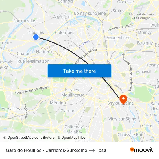 Gare de Houilles - Carrières-Sur-Seine to Ipsa map