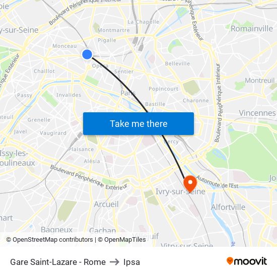 Gare Saint-Lazare - Rome to Ipsa map